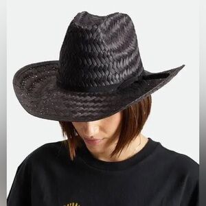 New Brixton straw western cowgirl hat, Houston, cowboy size, long med wide brim